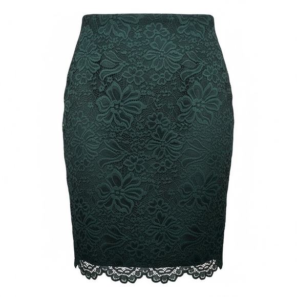 Forever 21 Dresses & Skirts - Forever 21 Dark Green Lace Pencil Skirt